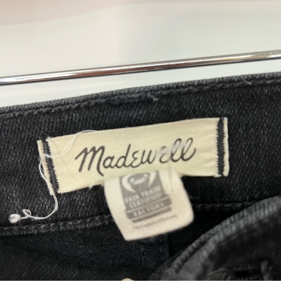 Madewell 25P Kick Out Crop Jeans petite black 0420 Midrise solid flare - Picture 6 of 12